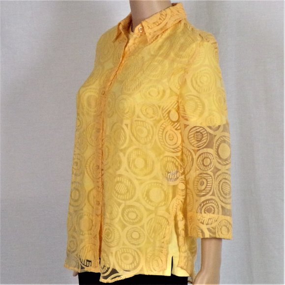 C.L.O.T.H.E.S. size S yellow long-sleeve blouse - Picture 10 of 13